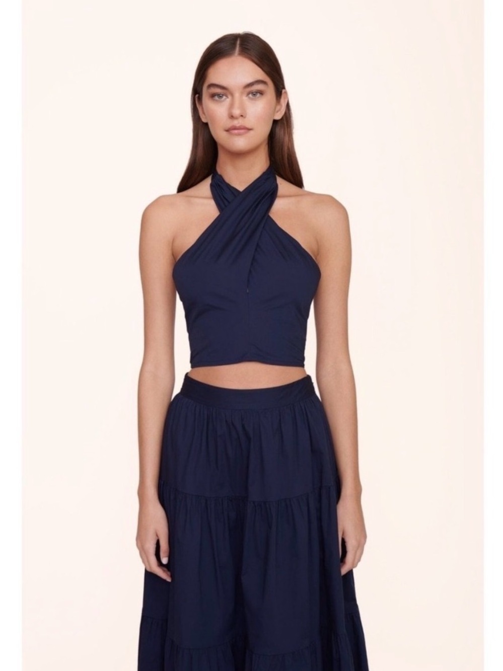 Staud Smocked Kai Halter Top Navy NWT (sz XL)